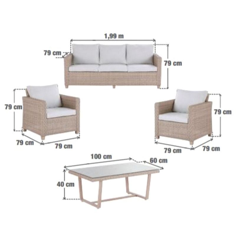 Set mobilier gradina Naterial Medena, pentru 5 persoane, aluminiu/ratan ...