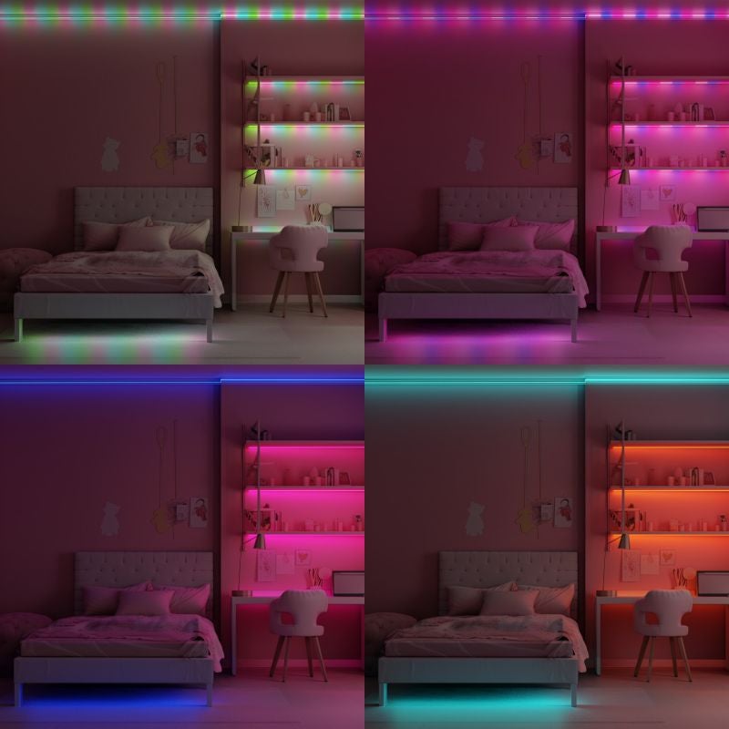 Kit banda LED Tirli, 5m, 17 W, RGB, cu telecomanda, functie muzicala