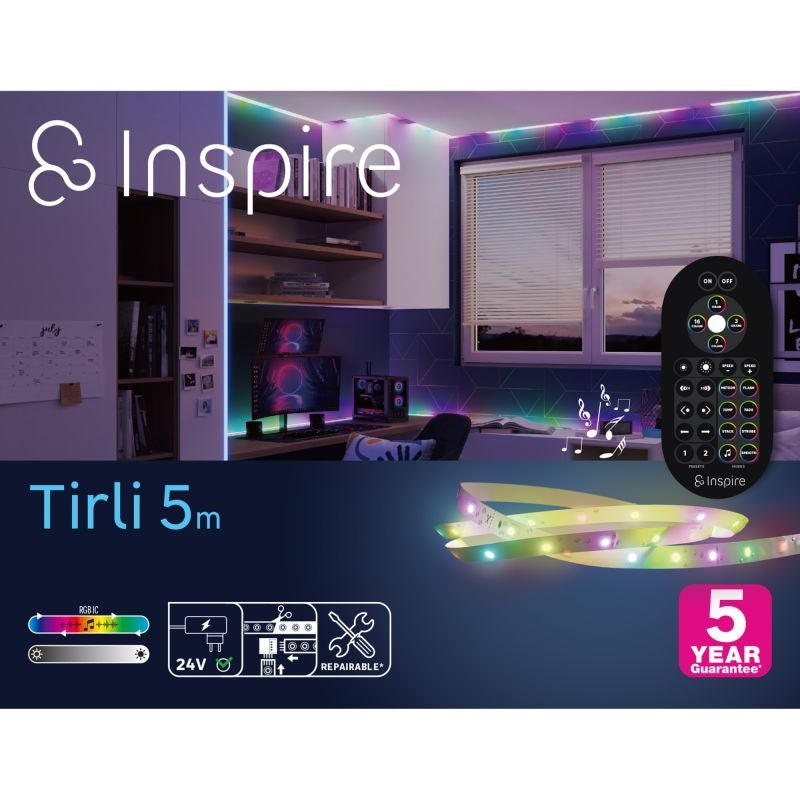 Kit banda LED Tirli, 5m, 17 W, RGB, cu telecomanda, functie muzicala