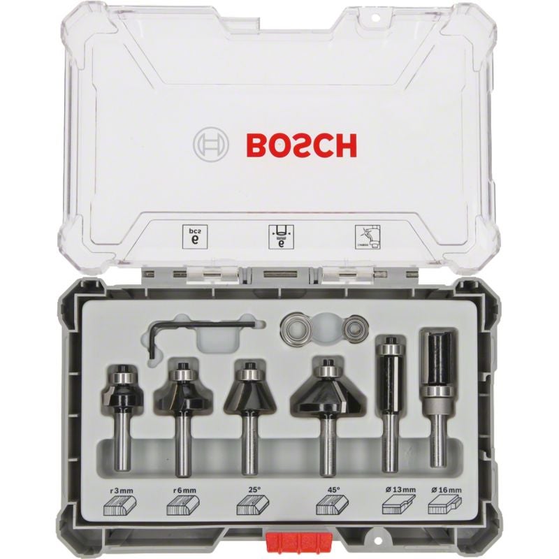 Freze de profilat canturi Bosch, tija 6 mm (set 6 buc)