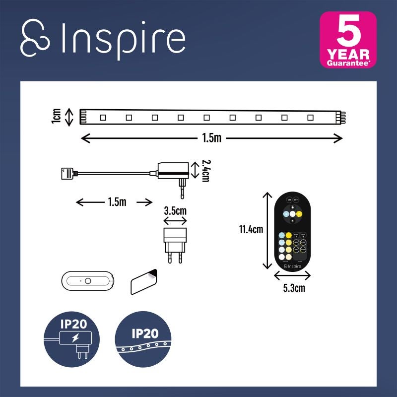 英LP Leroy Smart Musical Don SKDLP010 SKD /00260 Kit banda LED Cutflexi, 1.5 m, CCT, dimabil, 620 lm/m, cu telecomanda
