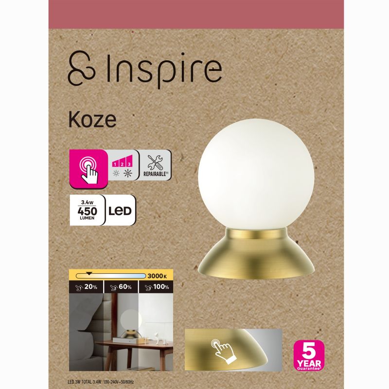Veioza LED Koze, 450 lumeni, lumina calda, H 17 cm