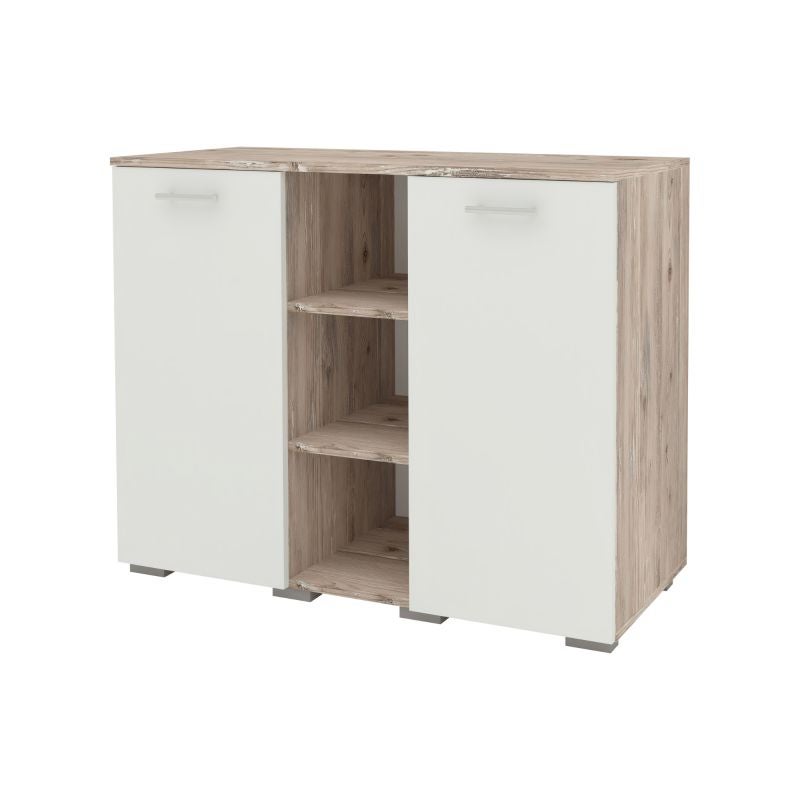 Comoda cu 2 usi si 4 polite, PAL, 80 x 100 x 43 cm, decor soho