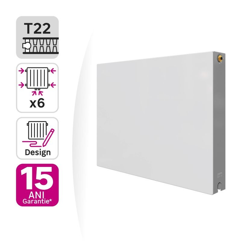 Radiator otel Equation, panou frontal neted, 22 x 600 x 800 mm
