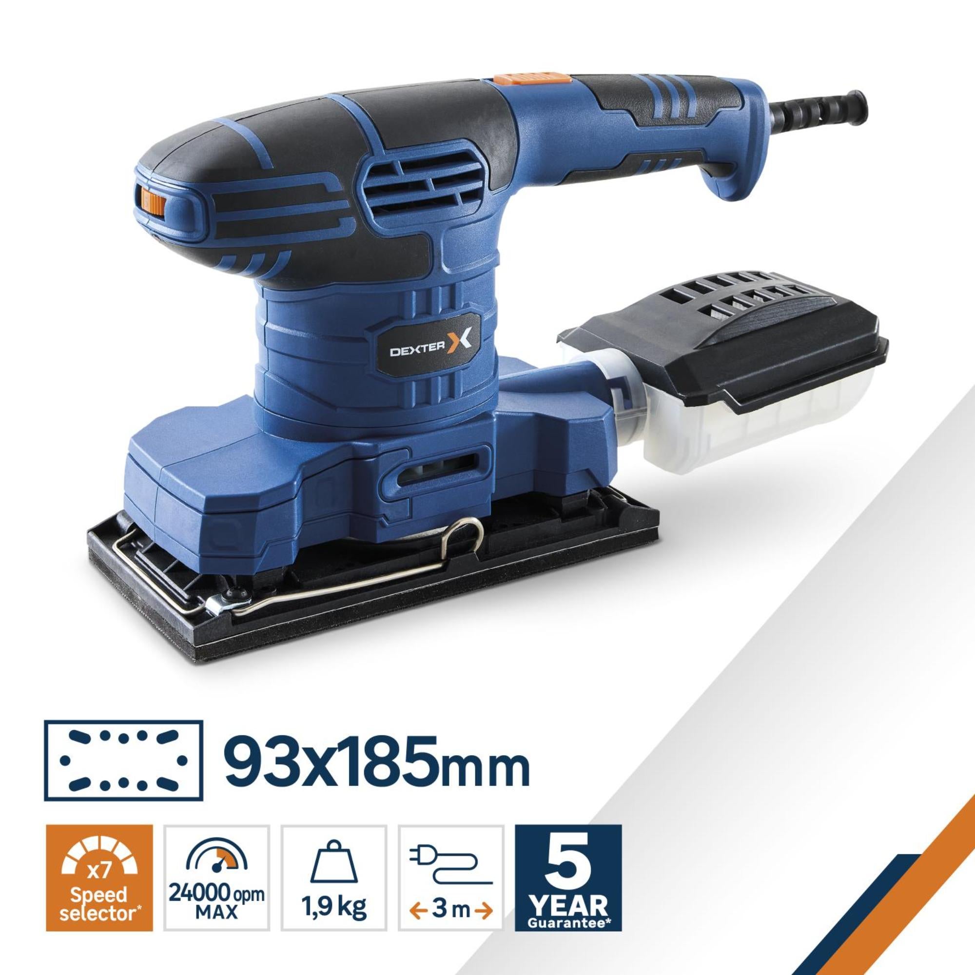 yume Slefuitor cu vibratii Dexter, 260 W, 93 x 185/230 mm