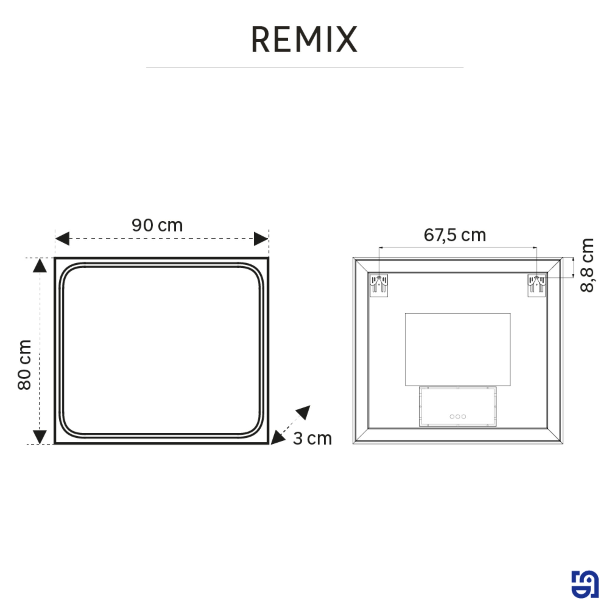 Oglinda baie cu LED Sensea Remix, 90 x 80 cm