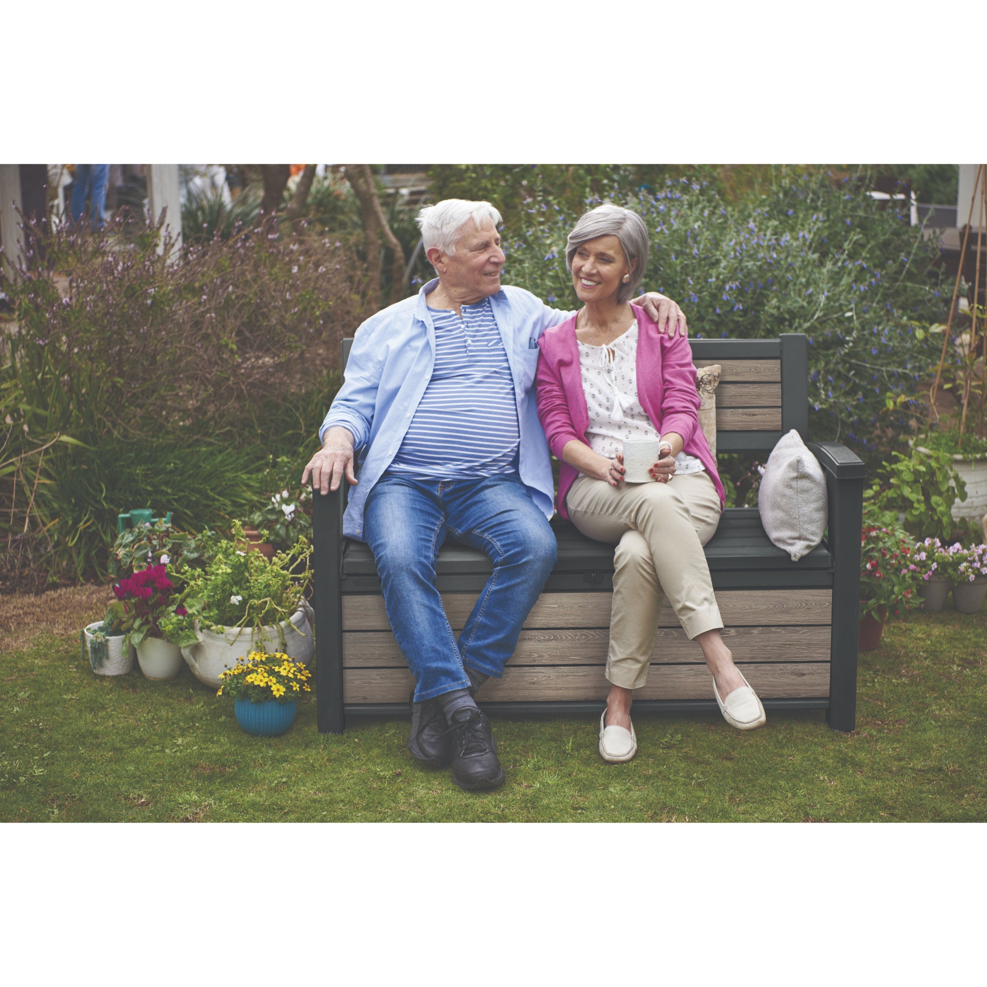 Banca cu lada depozitare gradina Deco Garden, plastic, 133 x 61 x
