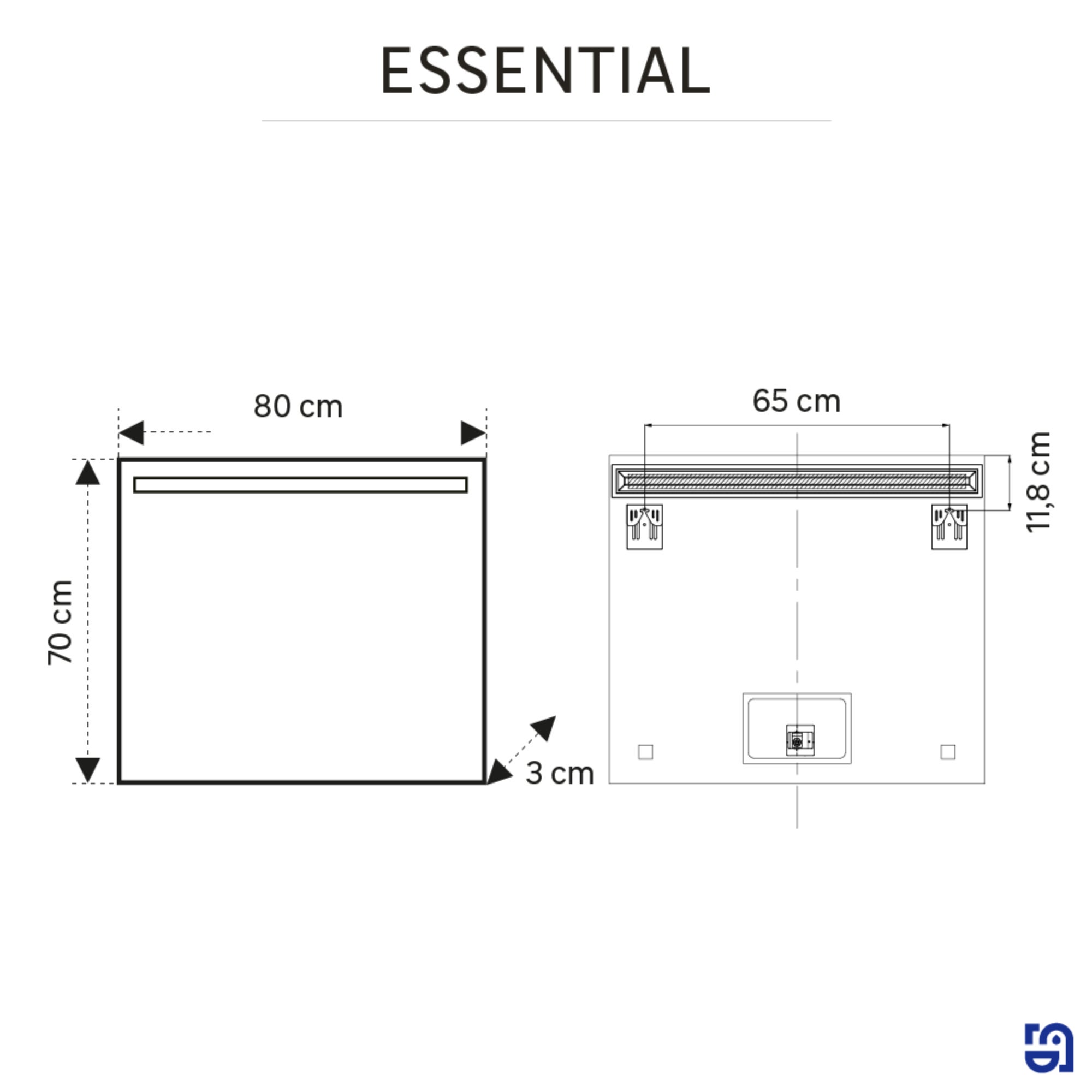 Oglinda baie cu LED Sensea Essential, 80 x 70 cm