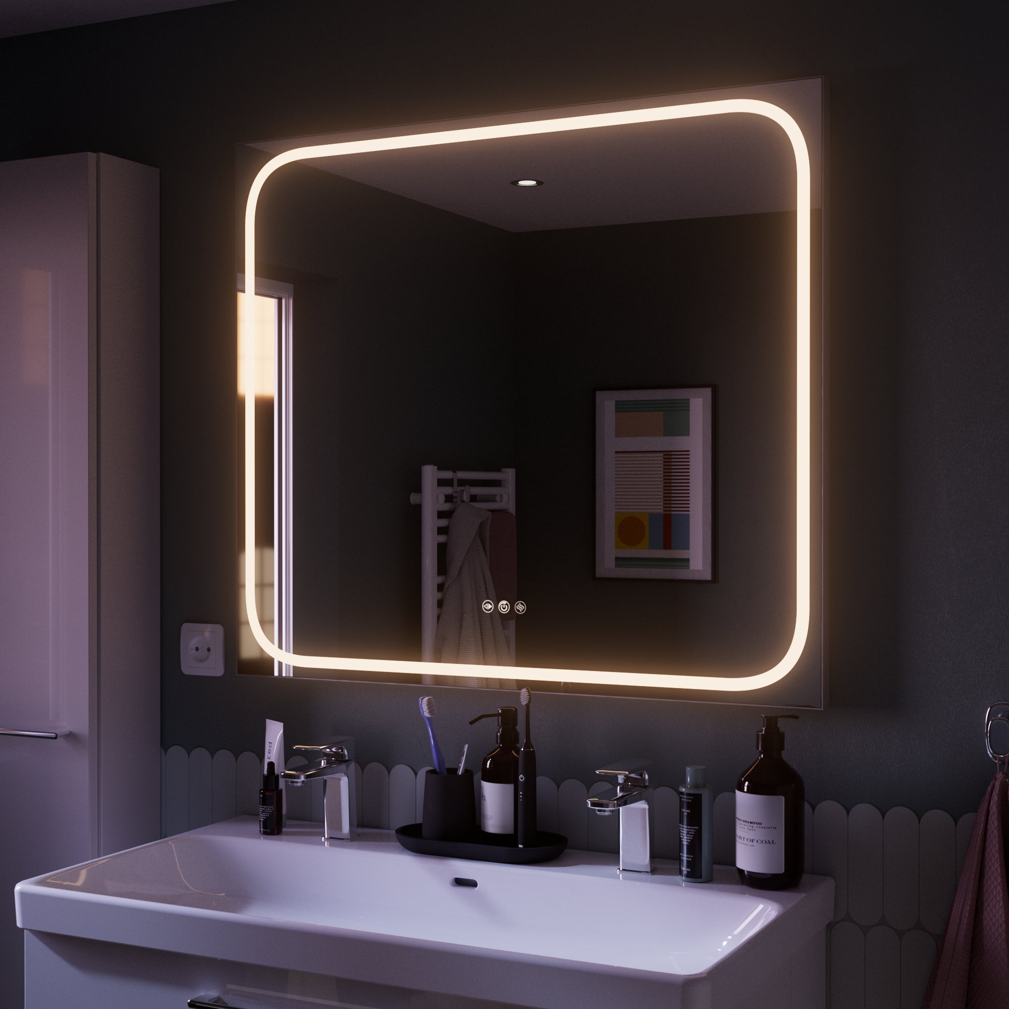 Oglinda baie cu LED Sensea Remix, 90 x 80 cm