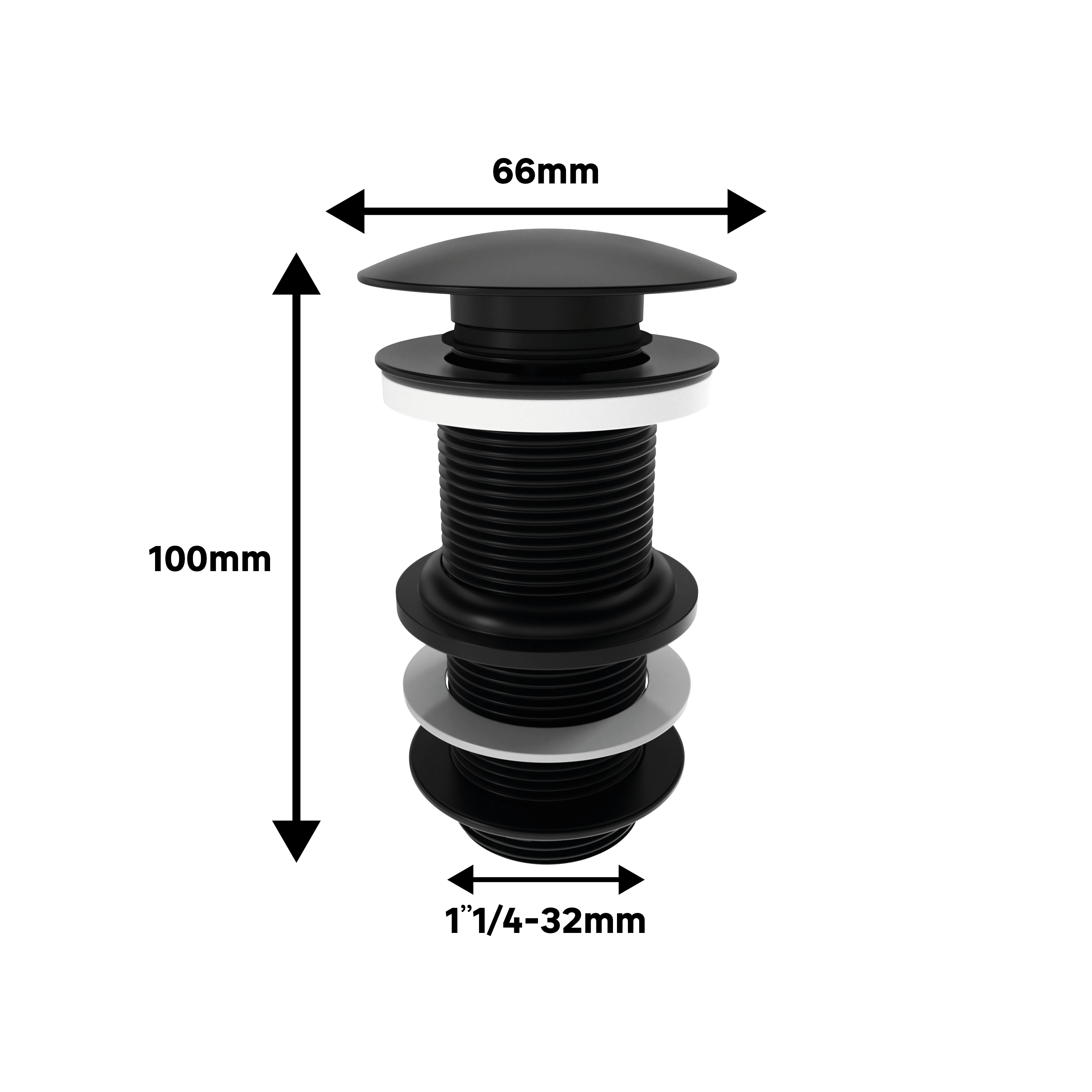 Ventil click clack Equation, pentru lavoar, negru mat, Ø 66 mm