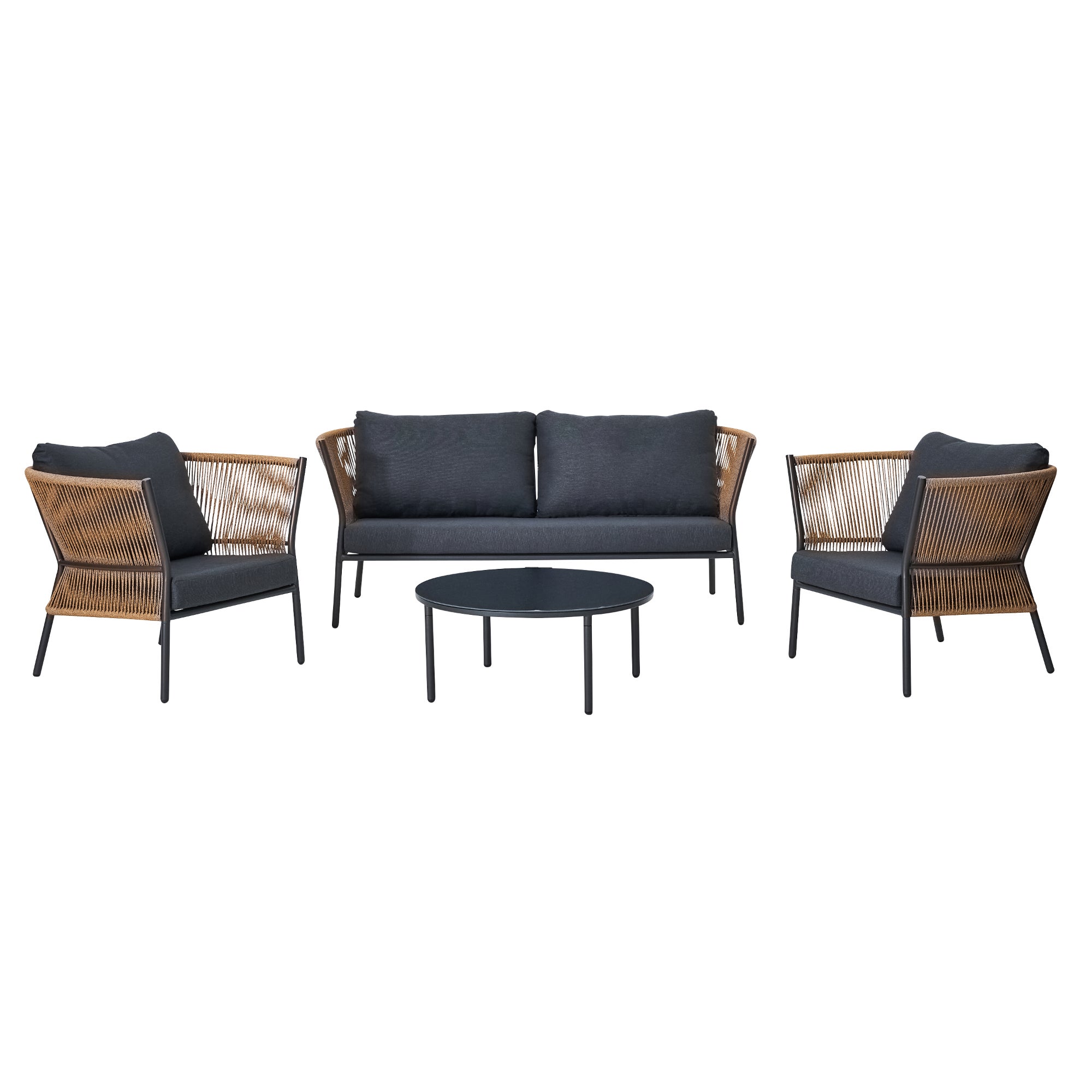 Set mobilier gradina Fuji, pentru 4 persoane, otel/ratan sintetic