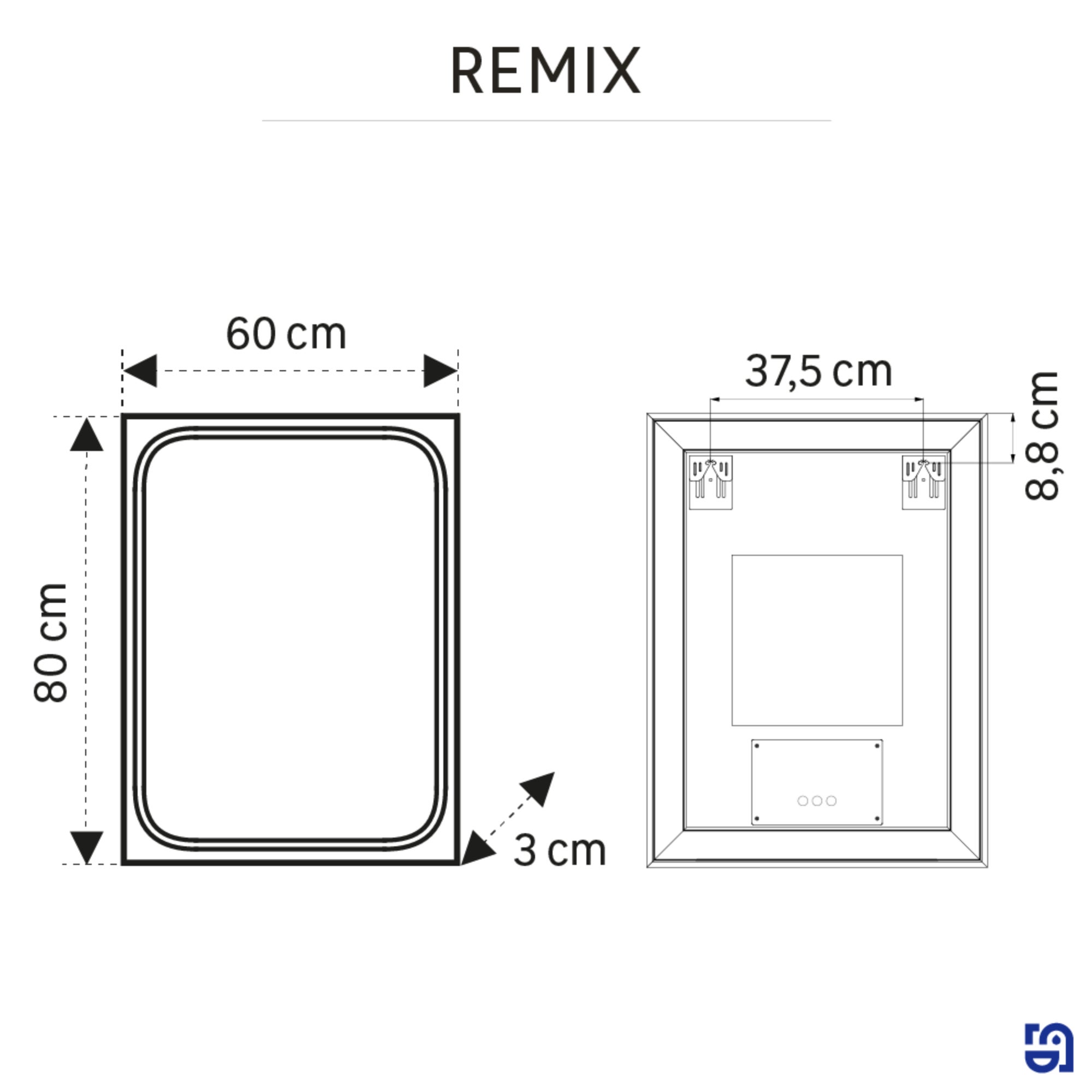 Oglinda baie cu LED Sensea Remix, 60 x 80 cm, negru