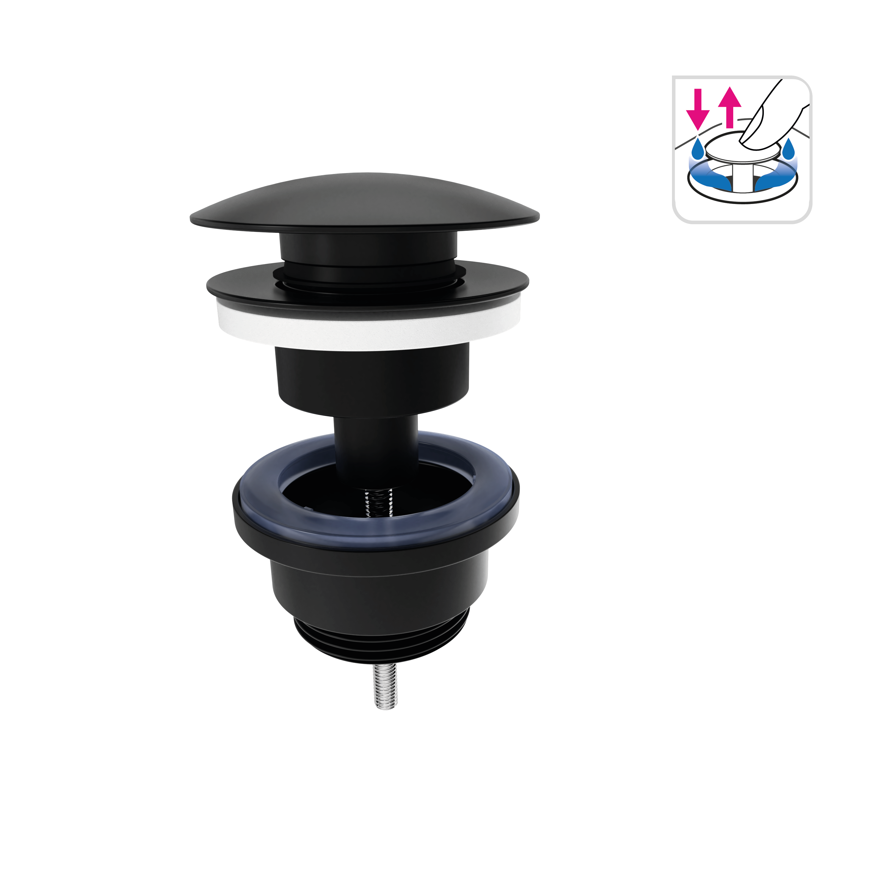 Ventil click clack Equation, pentru lavoar, negru, Ø 66 mm