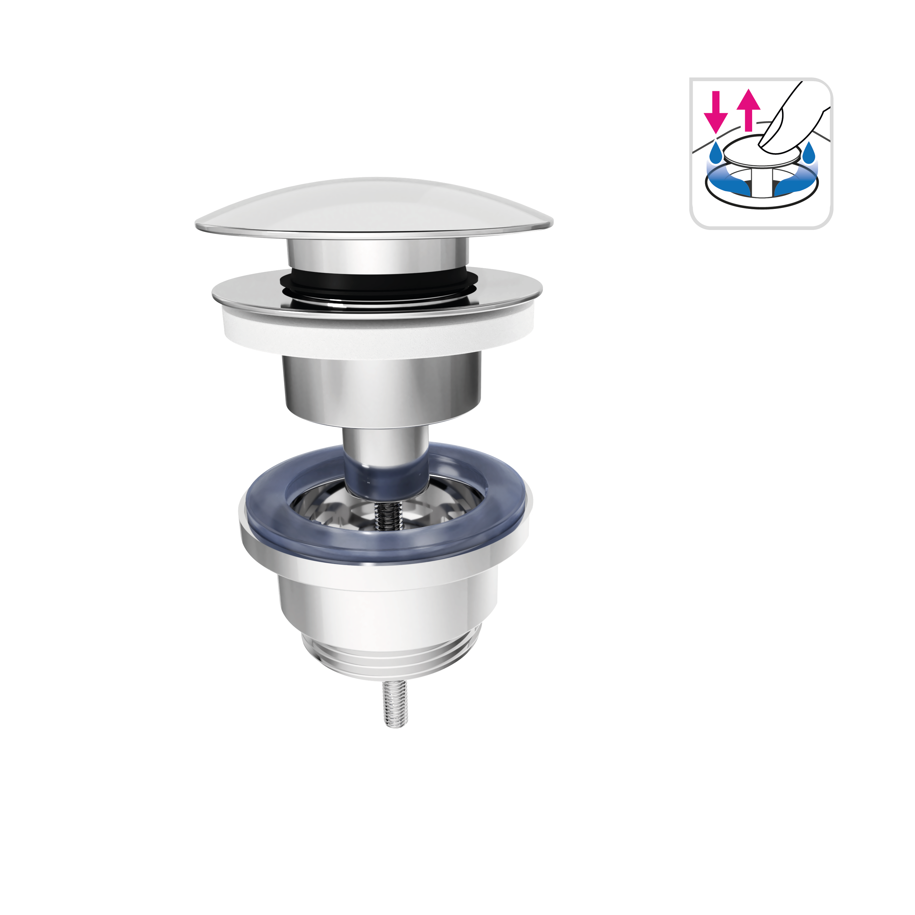 Ventil click clack Equation, pentru lavoar, cromat, Ø 66 mm