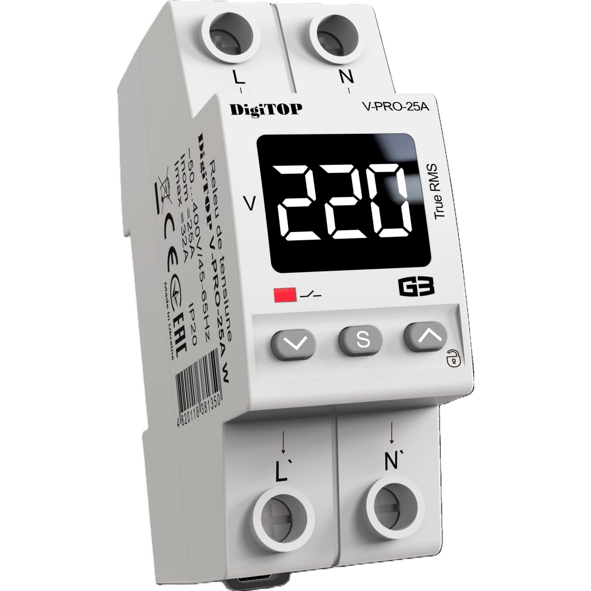 Releu digital protectie tensiune DigiTop, monofazat, 25A
