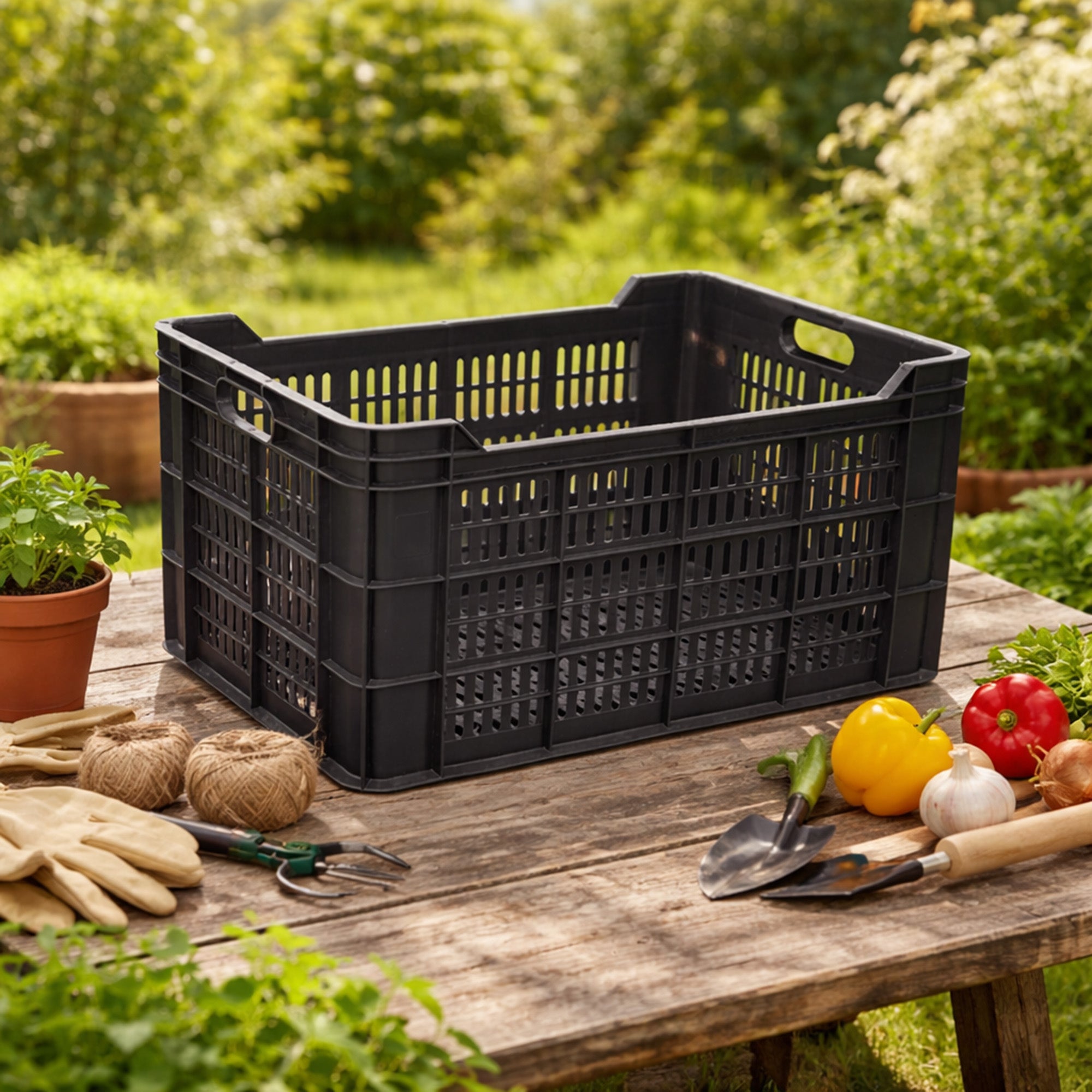 Lada depozitare, din plastic, 60 x 40 x 30 cm, 62 L, neagra