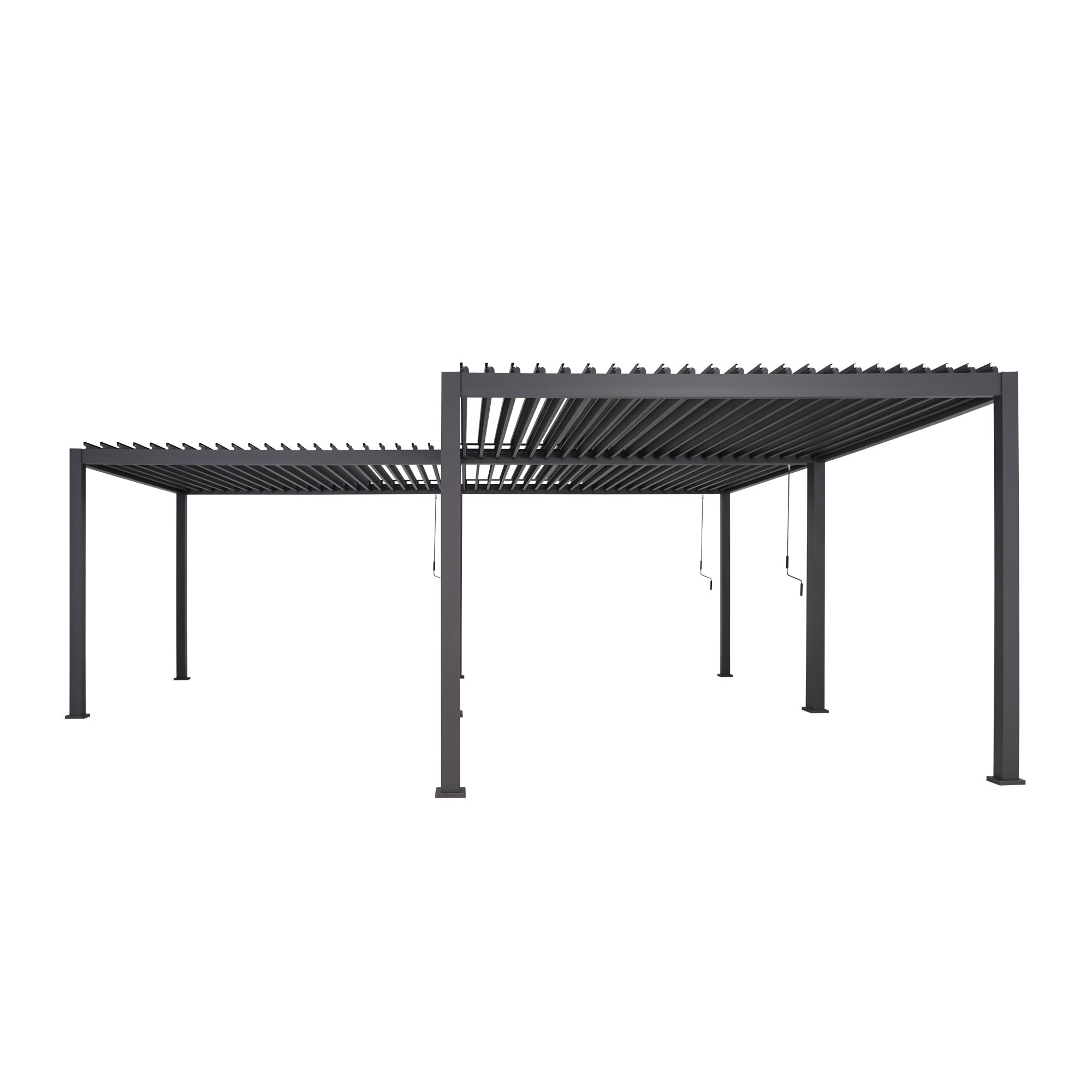 Pergola Naterial Modus, forma L, aluminiu, 720 x 360 cm, H 250 cm, gri