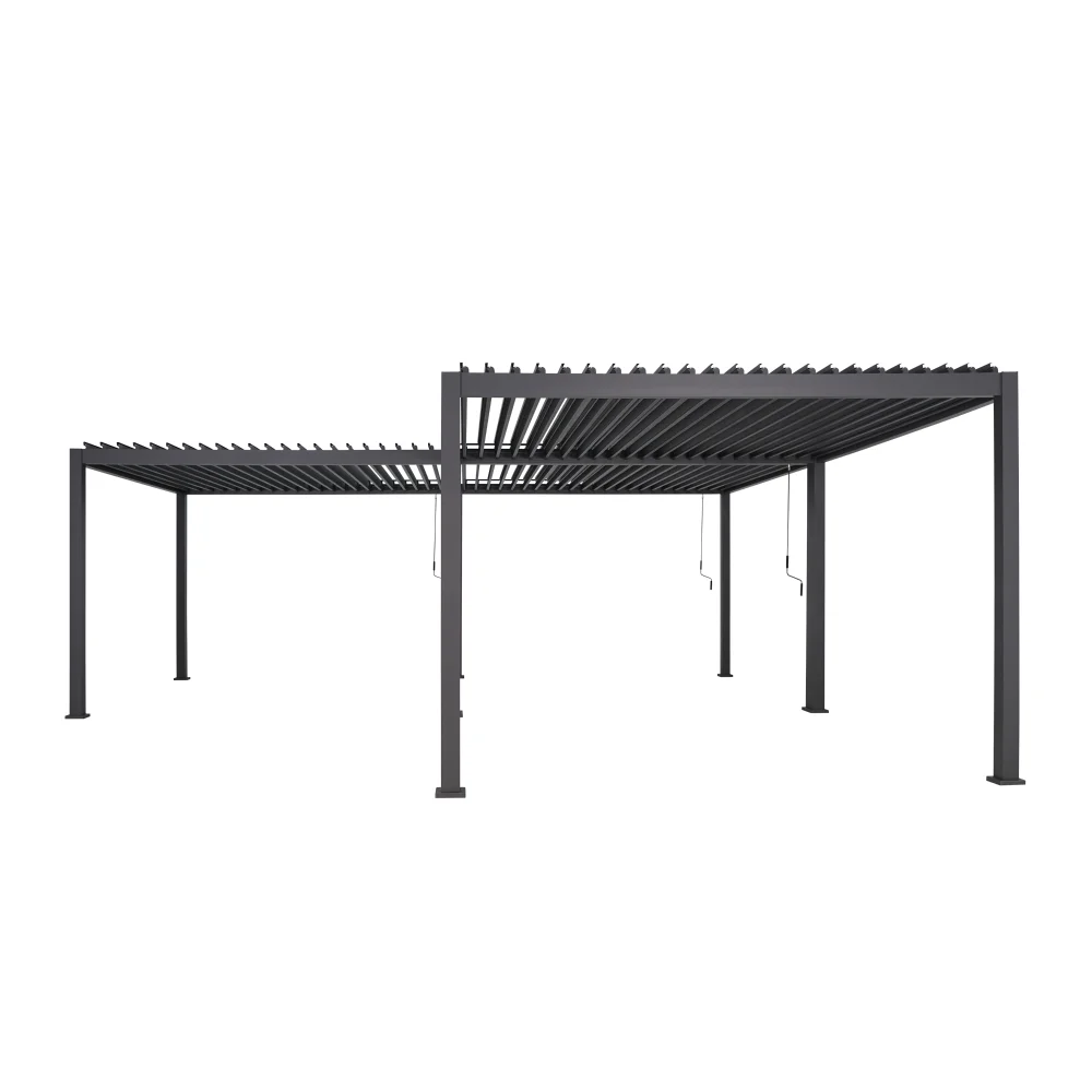 Pergola Naterial Modus, forma L, aluminiu, 720 x 360 cm, H 250 cm, gri