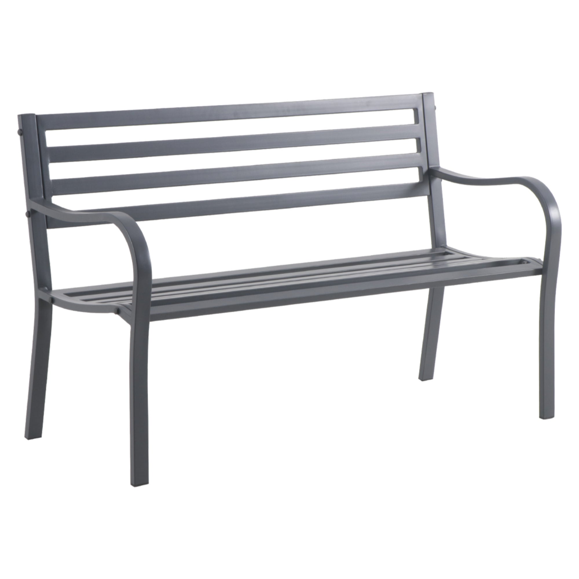 Banca gradina, pentru 2 persoane, otel/plastic, 128 x 56 x 81 cm, gri