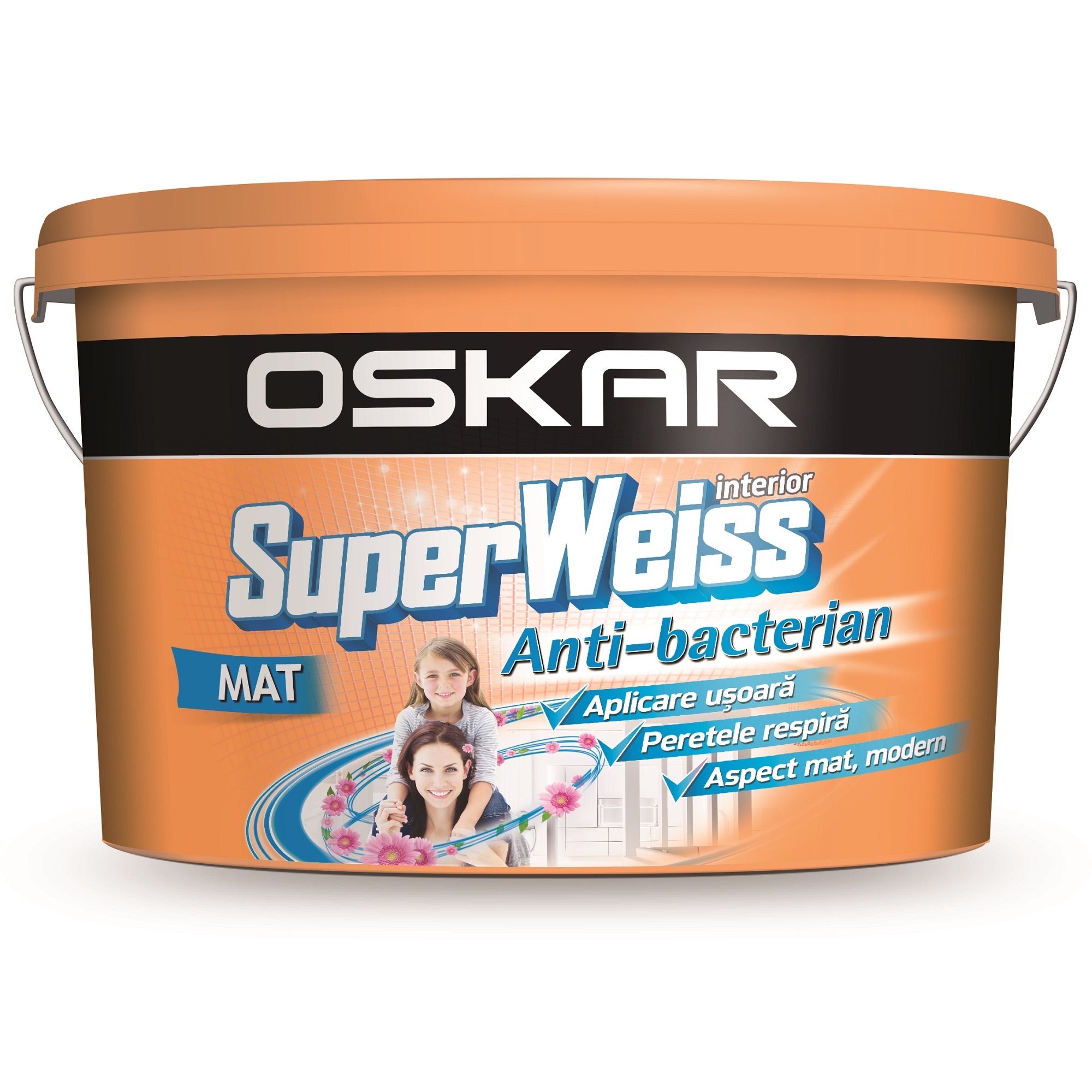 Vopsea lavabila alba Oskar Superweiss Anti-bacterian, de interior, 5 L ...