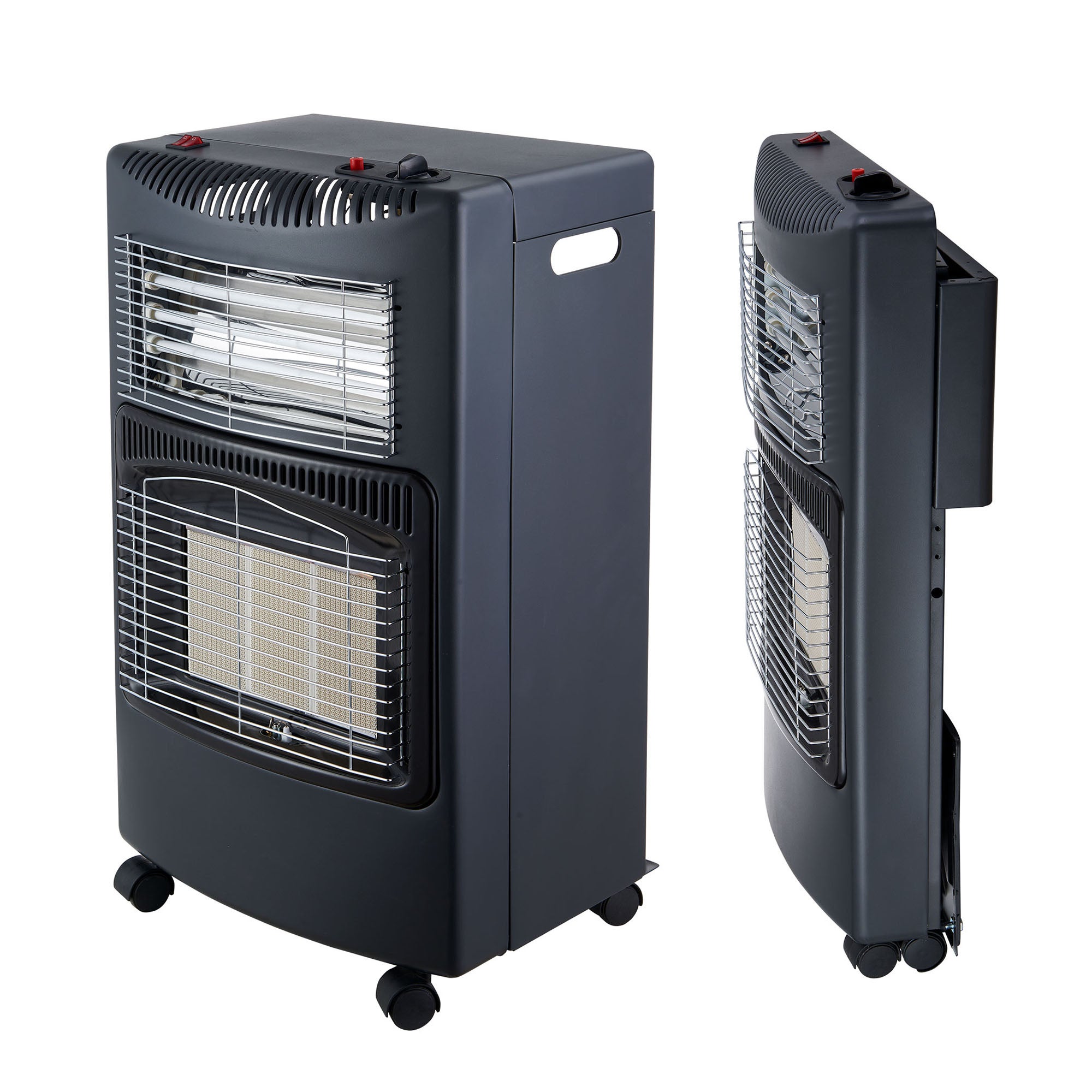 Soba mobila pliabila GPL si curent electric, 4.2 kW, 73 x 42 x 32 cm, neagra
