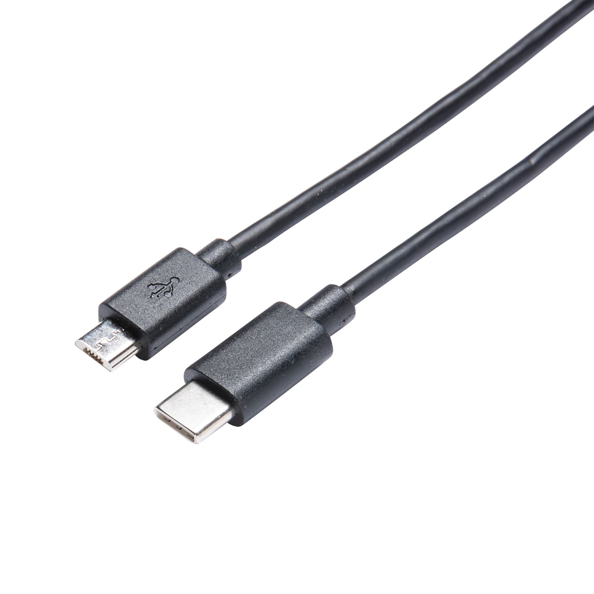 Cablu USB Lexman, micro USB - USB tip C 2.0, cauciuc/cupru, 1 m, negru